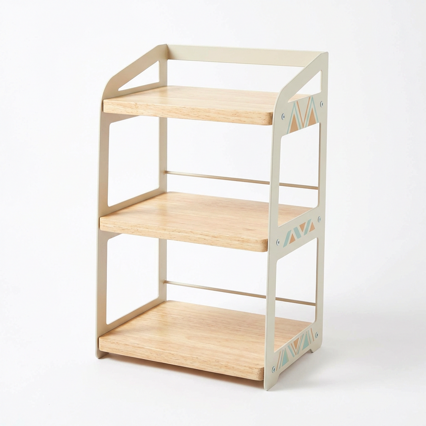 3-Tier Countertop Organizer Shelf | Wooden Shelves with Metal Side Frame | For Kitchen, Bathroom &amp; Desk