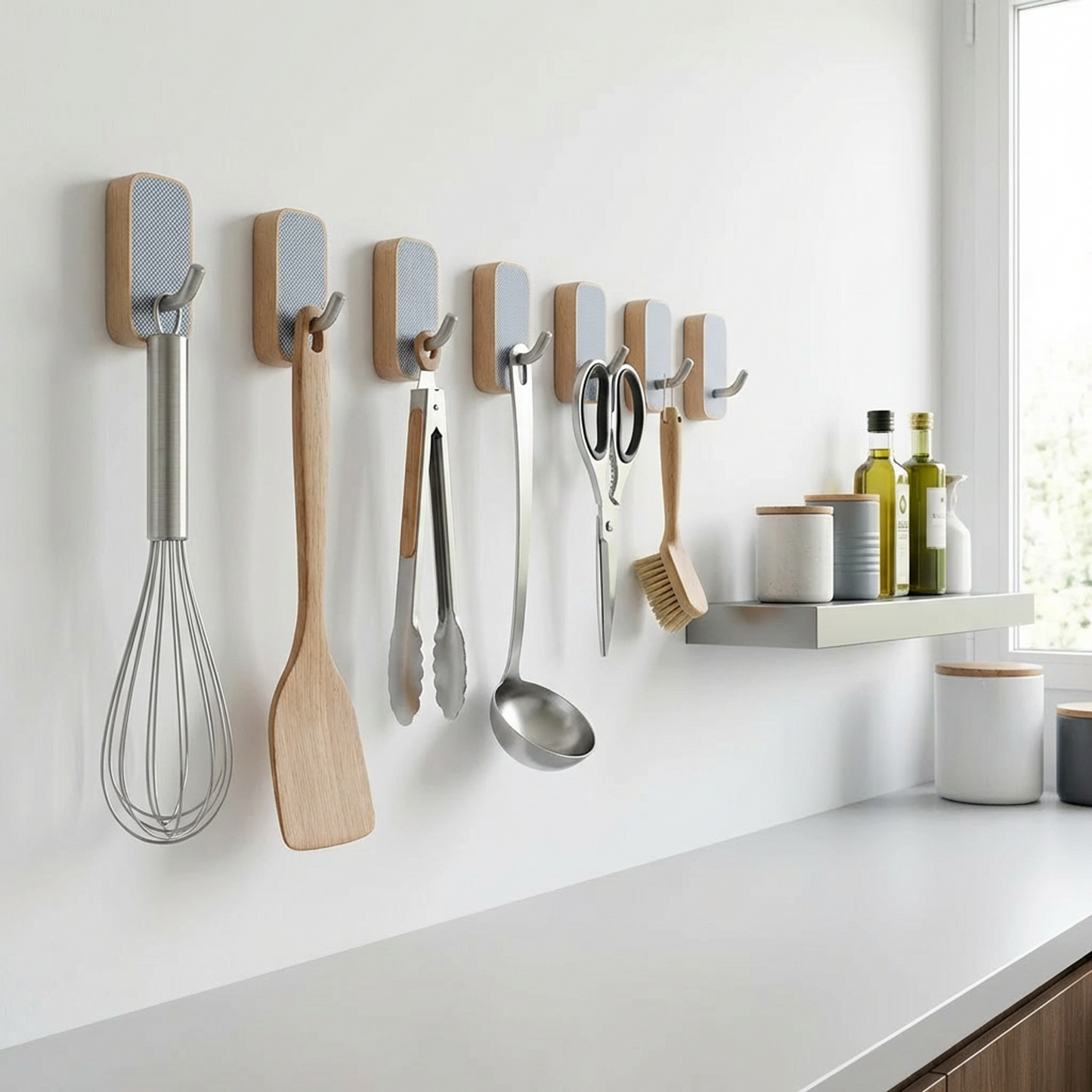 Nordic Wooden Wall Hook | Stainless Steel Hook + Wood Base | For Entryway, Bathroom &amp; Kitchen