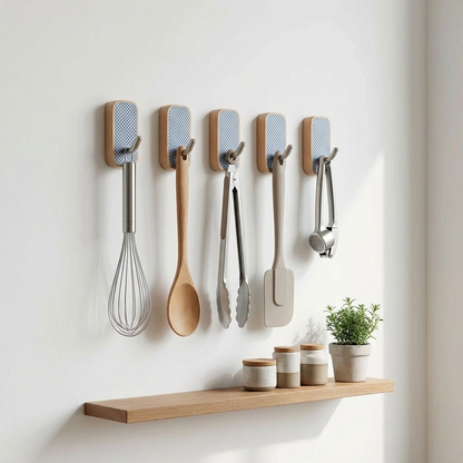 Nordic Wooden Wall Hook | Stainless Steel Hook + Wood Base | For Entryway, Bathroom &amp; Kitchen