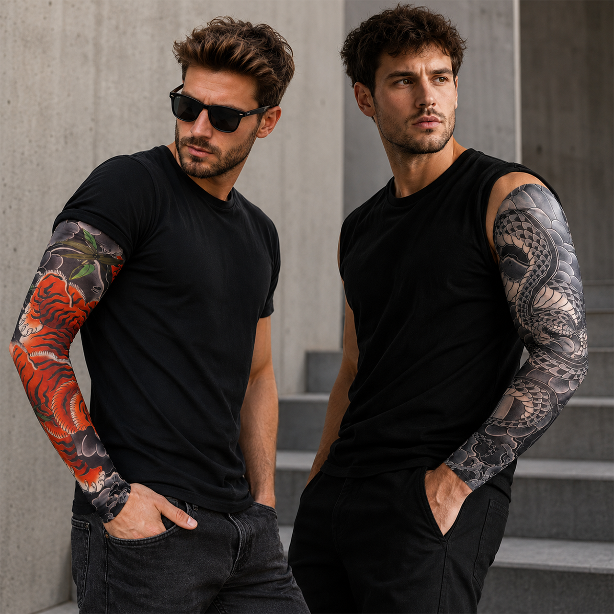 Tattoo-Style Cooling Arm Sleeves for Sun Coverage