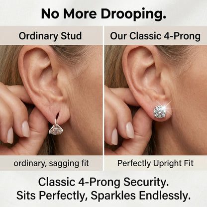 4.00 CTW Classic Round Lab-Created Diamond Stud Earrings - Secure 4-Prong & Hypoallergenic-Last Day Sale🔥90% OFF