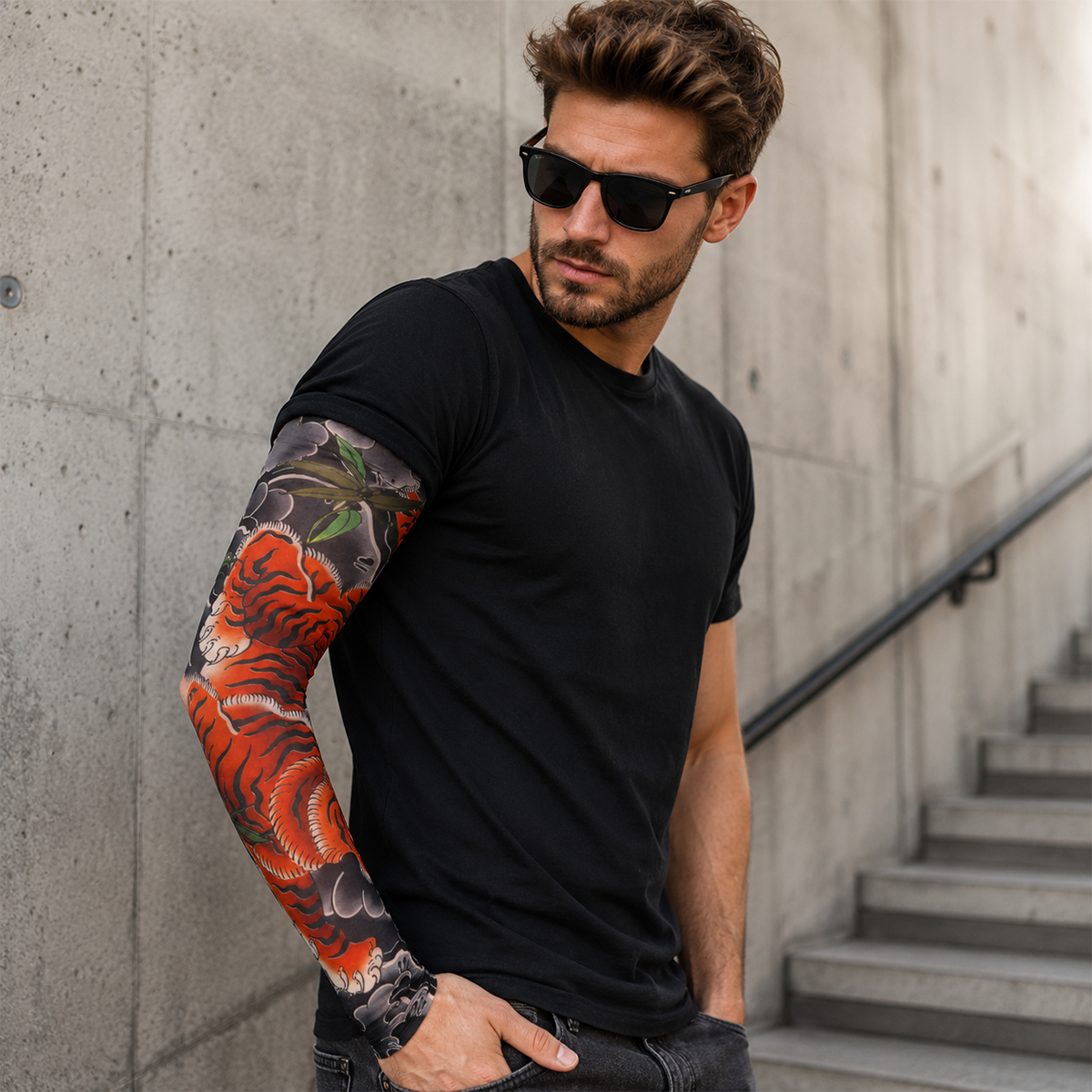 Tattoo-Style Cooling Arm Sleeves for Sun Coverage