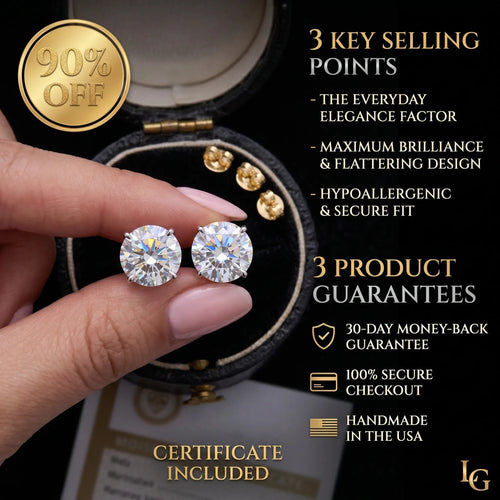 4.00 CTW Classic Round Lab-Created Diamond Stud Earrings - Secure 4-Prong & Hypoallergenic-Last Day Sale🔥90% OFF