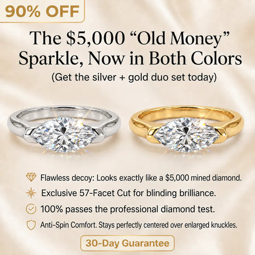 🔥 LAST DAY 90% OFF:  Anti-Spin VVS1 Flawless Moissanite East-to-West Marquise Ring in 14K Gold