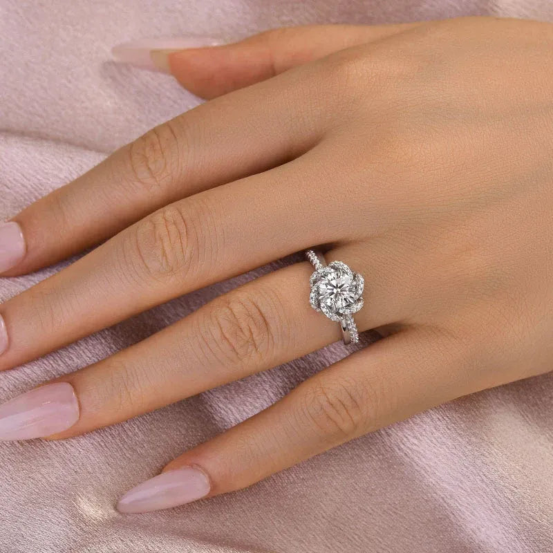 Handcrafted Vintage Twist Flower Moissanite Ring — Passes Diamond Tester, Hypoallergenic & Perfect Travel Ring--Last Day Sale🔥90% OFF