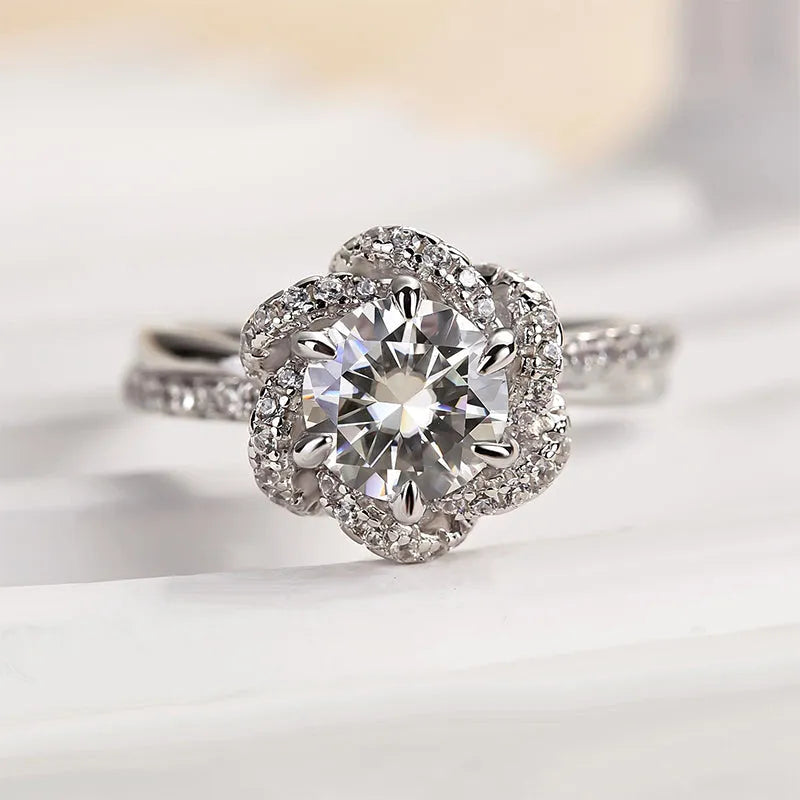 Handcrafted Vintage Twist Flower Moissanite Ring — Passes Diamond Tester, Hypoallergenic & Perfect Travel Ring--Last Day Sale🔥90% OFF