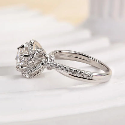 Handcrafted Vintage Twist Flower Moissanite Ring — Passes Diamond Tester, Hypoallergenic & Perfect Travel Ring--Last Day Sale🔥90% OFF