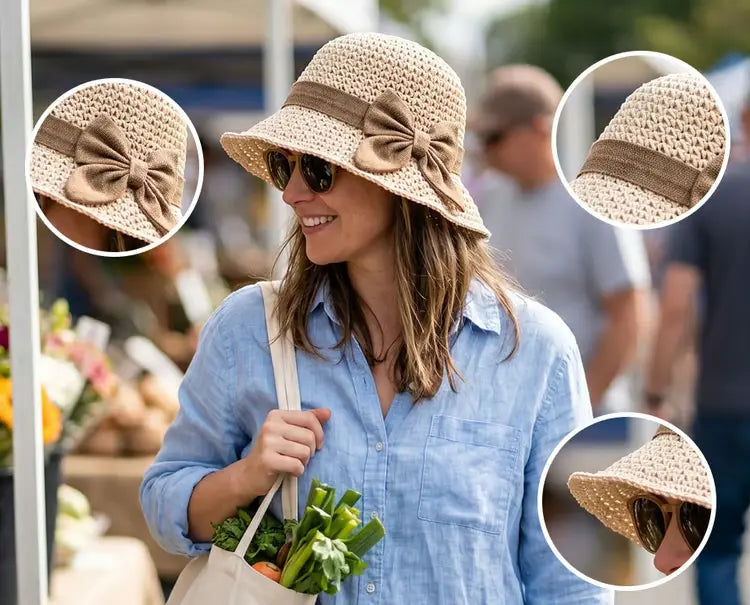 Casual Relaxed Holiday Bowknot Straw Hat