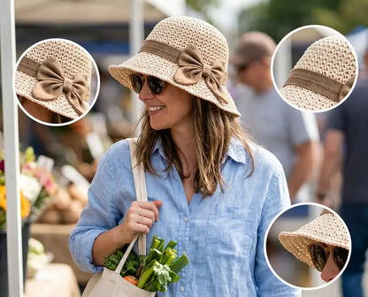 Casual Relaxed Holiday Bowknot Straw Hat